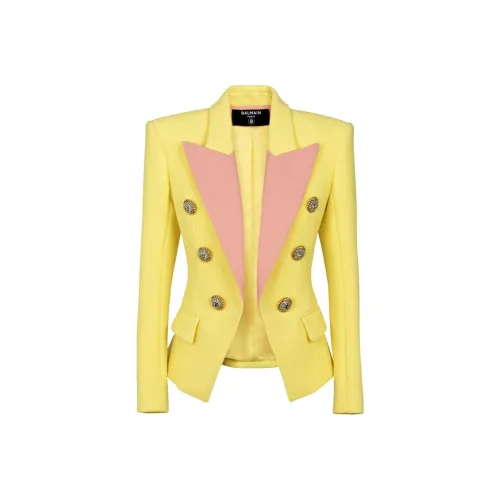 BALMAIN SS24 Куртки Пальто Женские Светло-Желтые