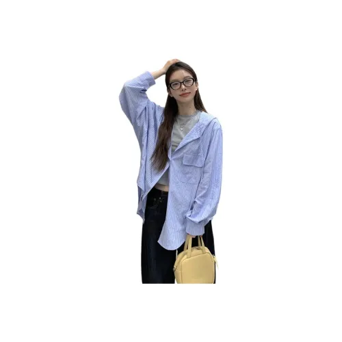 PLANE DRIFT Женская рубашка синий полосатый