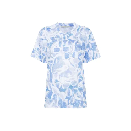 Stella McCartney Большой Регион С принтом Узор Круглый вырез Короткий рукав Т-рубашка Женская Синяя