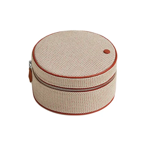 HERMES Хлопок Makeup Bag Мешок для хранения Унисекс Коньяк