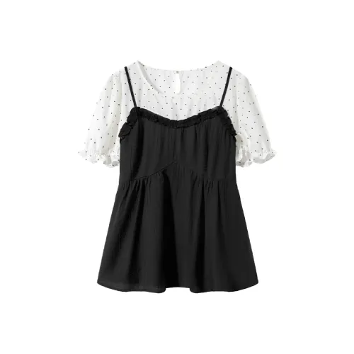 SHIRAN Рубашка Женская Черная Белая