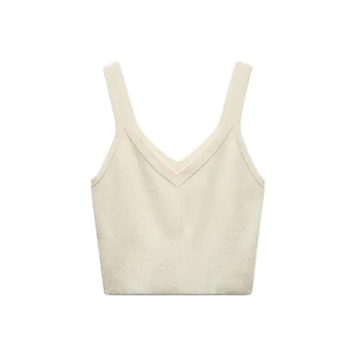 ZARA x And wander Коллаборация Топ на бретелях Женский Натуральный Белый