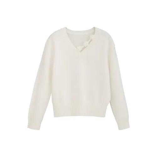 Fstudio Корейский стиль Lazy 100 Австралийская овечья шерсть V-образный вырез Топ Цветочный Вязаный Свитер Унисекс