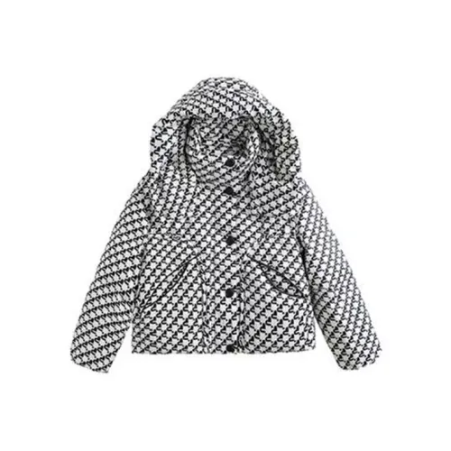 HUULOB Черно-белая панда Гусиная лапка Женские пуховики