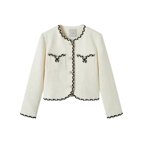 EICHITOO Куртки Пальто Женские Экрю Комбинированный