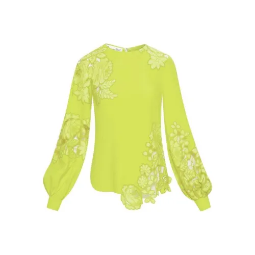 Oscar De La Renta SS24 Рубашка Женская Неоновый Зеленый
