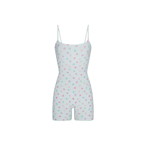 SKIMS Valentine's Day Collection SS25 Мягкий Lounge Scoop ONESIE Комбинезон Женские CLOUD Конфетный цвет HEART PRINT