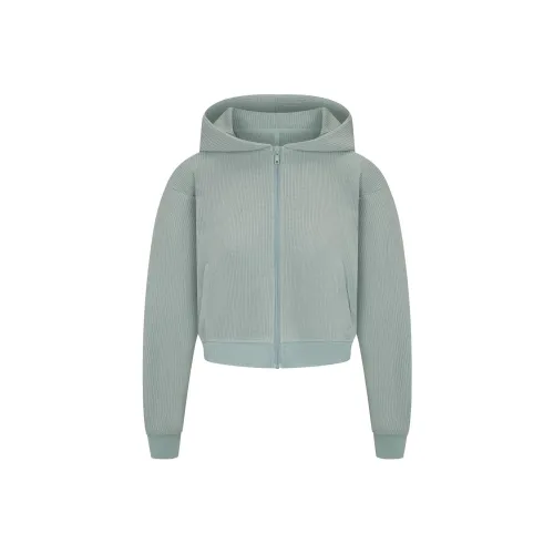 SKIMS FW24 HEAVY Waffle Укороченный ZIP UP Толстовка Толстовка Женские Vapor Steam Цвет