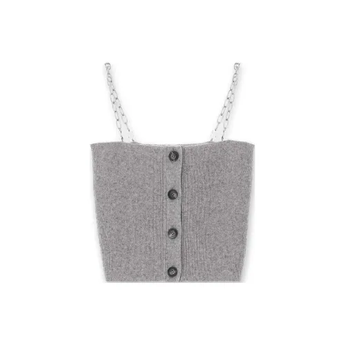 KIMHEKIM Съемный Цепной Ремешок Шерсть Вязаный Топ Топ на Бретелях Женский GREY Серый