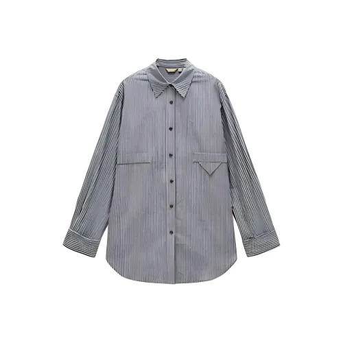 INSUN Рубашка Женская Винтажная Синяя