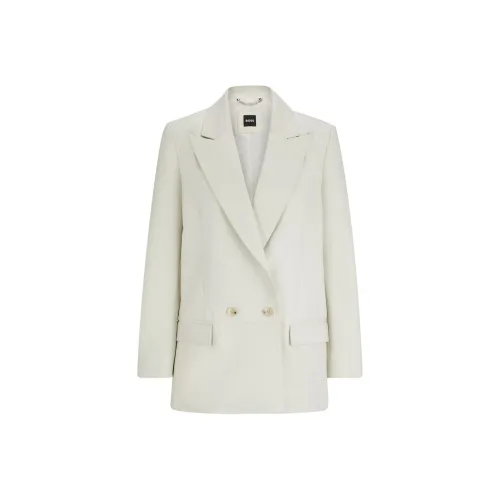 Hugo Boss Длинная Куртка с Двойной Застежкой в Кожаных Куртках и Пальто Женская Белая