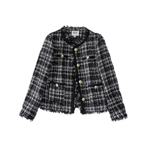 TOUCH Пуховик Женские Черный с синим и белым квадратным узором