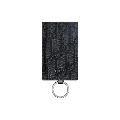 DIOR Cotton Key Pouch Unisex Dark Gray