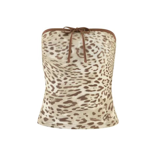 I.AM.GIA MICHELLE Велюр BOOB TUBE Без бретелей Топ Женские Леопардовый принт