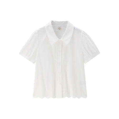 Giordano 16 Bright White Women's Shirts Giordano 16 Ярко-белые Женские Рубашки