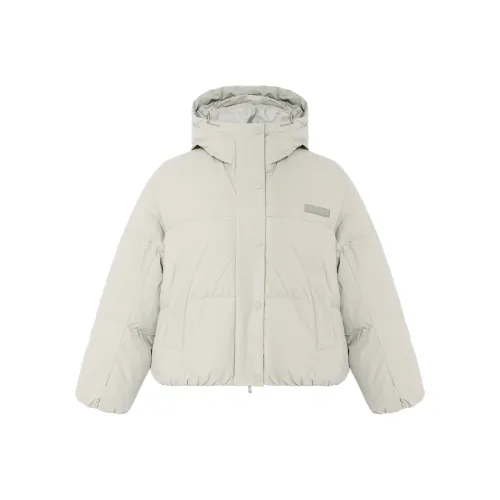 Adidas Originals Clover Series Outfit Пуховик Женский Светлый Кунжутный Земляной Серый