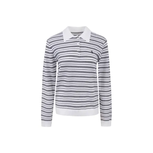 Ariseism Дизайн Driven Полосатый Отложной воротник Длинный рукав Трикотаж Осенний Новинка Топ Женские