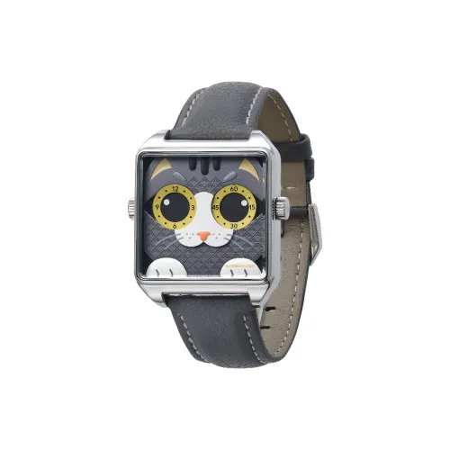 HappieWatch Animal Party Кварцевый механизм Веганская кожа Ремешок Часы Женские Серый циферблат