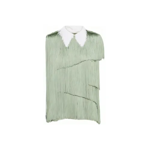 PRADA Прозрачная пряжа Топ с кисточкой Рубашка Женская Agave Зеленый