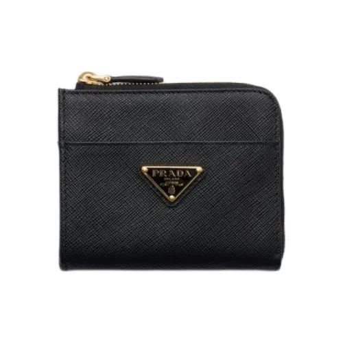 PRADA Saffiano Коровья кожа Кошелек Маленький Мужской Черный