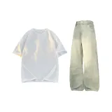 Комплект одежды (Белый топ + Желтые грязные штаны)