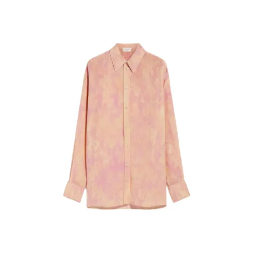 СпортMa Perle Collection OVERSIZED Кружево Принт Шелк Туника Рубашка Женская Розовая