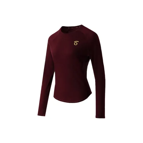 Macondo Бег T Рубашка Женская Вишнево-красная Краска