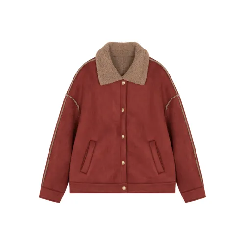 Mo Han Yi Mei Куртки и Пальто Женские Вишнево-Красный