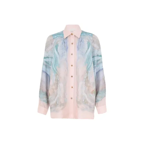 Zimmermann SS25 Рубашка Женская Синий Агат