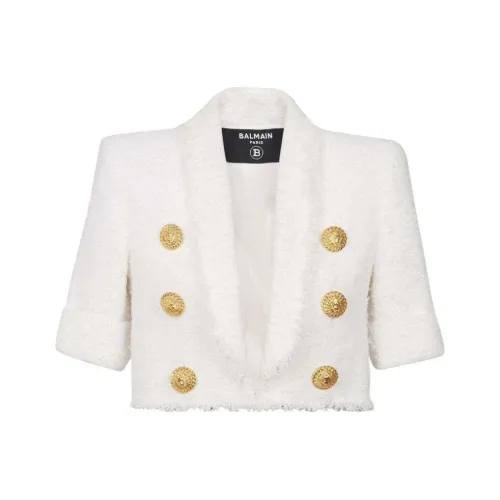 BALMAIN SS24 Куртки Пальто Женские Белые
