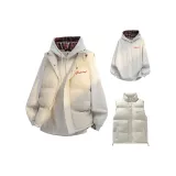 Белый, серый, красный флисовый худи + белый жилет