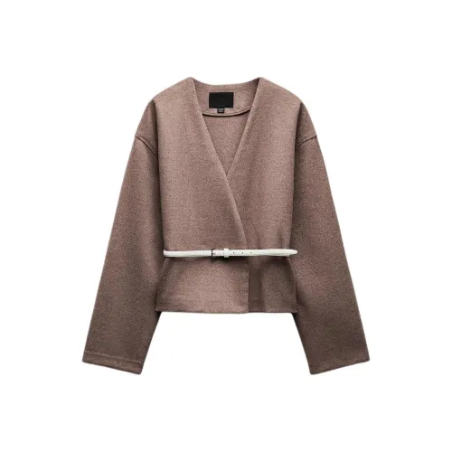 ZARA Куртки Пальто Женские Светло-коричневый Желтый