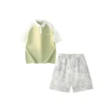 Серый зеленый топ + белый серый вереск низ