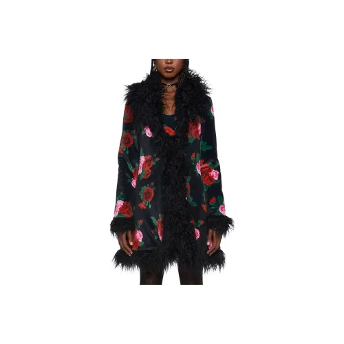 Dolls Kill Sugar Thrillz Старшая школа Heartthrob Duster Куртка Куртки Пальто Женская Черный Черный