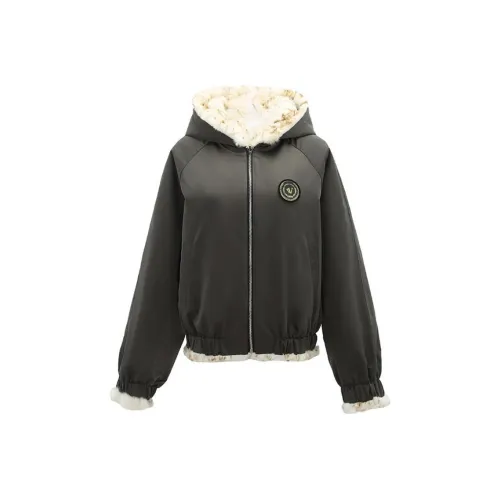 Beast King Куртки Пальто Женские Коричнево-бежевый Цветочный Дизайн