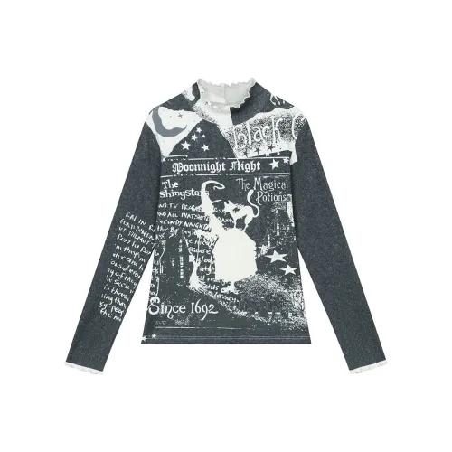 ELF SACK T-рубашка Женская Волшебный Журналы Черный Белый