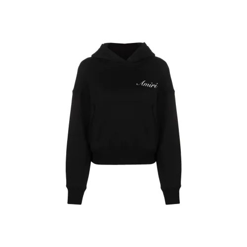 AMIRI Вышитый хлопковый худи с логотипом худи женский черный