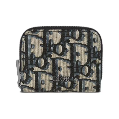 DIOR Хлопок Монета Кошелек Маленький Унисекс Бежевый и Черный
