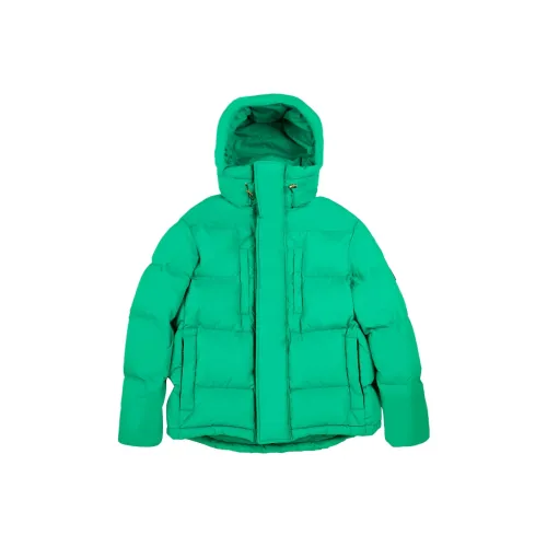 BLACK COLOR Однотонный Съемный капюшон Свободный крой Утолщенный пуховик Женский Зеленый