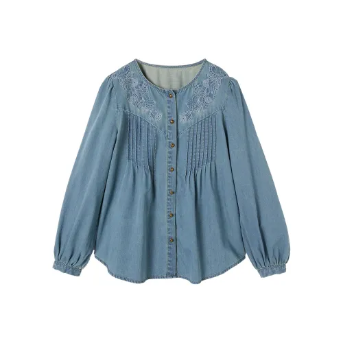 XIANGYING Джинсовый синий Женские Рубашки