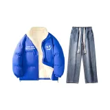 Комплект одежды (Кляйн Синий, утолщенный с подкладкой из шерпа + Темно-синий, промытый джинсы)