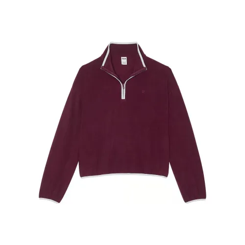 Victoria's Secret Плющ Розовый Флис Полузастежка Толстовка Дикий Розовый Толстовка Женская Дикий Розовый