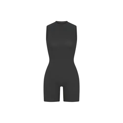 SKIMS FW24 COTTON Collection Хлопок Rib Open Back ONESIE Комбинезон Женский SOOT Дымчатый Серый