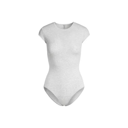 SKIMS SS25 Хлопок Джерси T Рубашка Brief Комбинезон Женские Светлый Меланжевый Серый Светлый Фотиния Серый