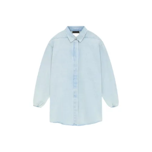 Fear Of God Essentials FW23 WOMEN'S Пуговица Пуховые куртки Рубашка Женские Свет Промытый деним