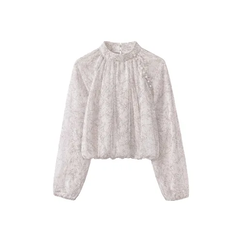 Cypress House Рубашка Женская Белая Подкладочная ткань Светло-Серый Меланжевый