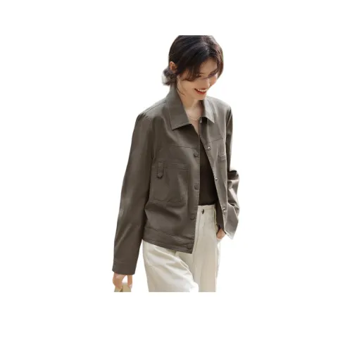 XWI Куртки и пальто женские кофейно-зеленый