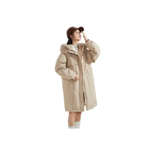 Tonlion Пуховик Женские Молочный Кофейный