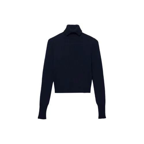 PRADA SS24 Кашемир Свитер Женский Полуночный Синий