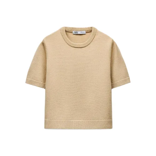ZARA Бежевые Женские Футболки